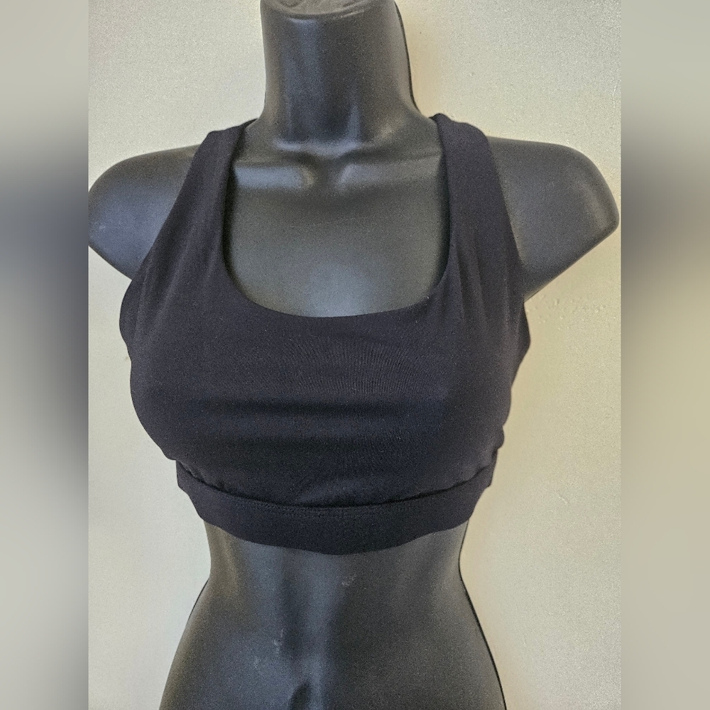 Running Girl - Size S Black Racerback Sports Bra with Wide Straps